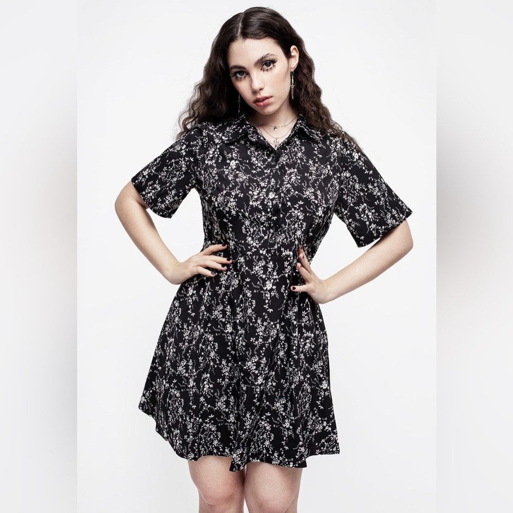 NWT Disturbia Naomi Floral Mini Shirt Dress US 8 / UK 12